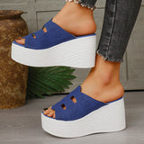 Amozae-Fashion Hollow Out Wedge Heel Sandals Women Peep Toe Chunky Platform Sandals Woman Summer Anti Slip Thick Bottom Beach Slippers