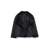 Amozae-Lamb Wool Black Jacket For Women Autumn Winter 2024 New Style Faux Fur Coat High Quality Real Fur Cross-border Trade