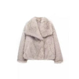 Amozae-Lamb Wool Black Jacket For Women Autumn Winter 2024 New Style Faux Fur Coat High Quality Real Fur Cross-border Trade