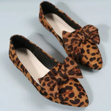 Amozae-2024 Fashion Women's Shoes Leopard Print Women's Flats Hot Sale Butterfly-knot Office and Career Sexy Pointed Toe Flat Low Heels