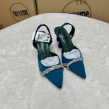 AMOZAE-- Crystal-Adorned High Heel Sandals for Summer