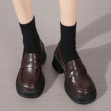 Amozae-Lucyever Pu Leather Platform Loafers Woman 2025 British Style Thick Heels Oxfords Shoes Women Slip On College Gothic Shoes Mujer