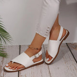 Amozae-2024 Hot Sale Women's Shoes Pinch Toe Women's Sandals Summer Buckle Solid Solft Sole Light Casual Beach Flat Comfortable Sandals