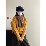 Amozae-Autumn Casual Outfits Amozae-2024 Winter Casual Fuzzy Mohair Solid Sweater Long Sleeve Warm Knit Pullovers