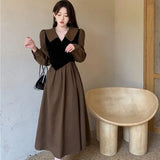 Amozae-Elegant Women's Clothing Autumn/winter Two-piece Illusion Waist-fitted Long Dress Design Sensibility Slimming