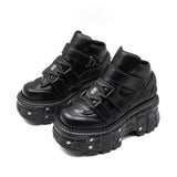 Amozae -2025 New Punk Style Women Shoes Gothic Ankle Rock Boots Lace-up Heel Height 9CM Platform Shoes Woman Metal Decor Woman Sneakers