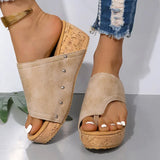Amozae-Women's Vintage Brown Wedge Heel Sandals Summer Clip Toe Non Slip Beach Slippers Woman PU Leather Platform Roman Sandalias Mujer