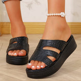 Amozae-Women's Cut Out Wedge Sandals Summer Fashion PU Leather Platform Slippers Woman Lightweight Thick Sole Non Slip Beach Slides 43