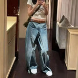 Amozae-Jeans Deconstruction Of Both Front And Back Wear Blue Women'S Retro Wide Leg Baggy Denim Harajuku High Waist Loose Jeans 2024