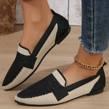 Amozae-Women's Contrast Colors Ballet Flats Pointed Toe Knitted Soft Sole Loafers Woman Lightweight Breathable Walking Flats Shoes 2025
