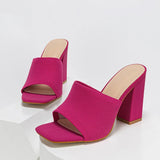 Amozae-Plus 35-42 Stretch Fabric Women Slippers Fashion Square Toe Mule Slides Shoes 2024 Summer Female Sandals