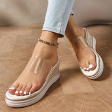 Amozae-Transparent PVC Wedge Heels Sandals Women Summer Fashion Chunky Platform Slippers Woman Anti Slip Thick Sole Beach Slides Shoes