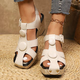 Amozae-Hollow Out Wedge Heel Gladiator Sandals for Women Closed Toe Chunky Platform Sandals Woman 2025 Summer Thick Bottom Beach Shoes