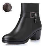 Genuine Leather women boots  2025 winter thick wool lined genuine Leather women snow boots large size women winter shoes