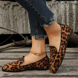 Amozae-Shoes for Women 2024 High Quality Leopard Print Women's Flats Fashion Slip on Loafers New Plus Size Square Toe Flat Low Heels