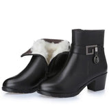 Genuine Leather women boots  2025 winter thick wool lined genuine Leather women snow boots large size women winter shoes