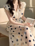 Amozae-Christmas Outfit New Year's Eve Dress party look inspos Fashion New Women Vintage Polka Dot Midi Dress Sleeveless Casual A-Line Party Prom Chic Vestidos Female Elegant Long Robe Mujers