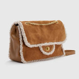 Amozae- Winter Women'S Bag Retro Large Square Bag Fleece Chain Casual Shoulder Bag Luxury Design Bag