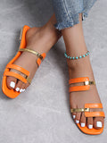 Amozae-Casual Color Block Flat Heel Sandals