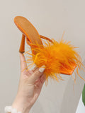 Amozae-Feather Fur High Heel Mules