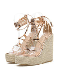 Amozae-Lace Up Wedges Heels Sandals