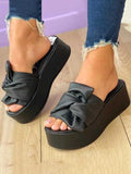 Amozae-Round Toe Bow Platform Sandals