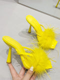 Amozae-Feather Fur High Heel Mules