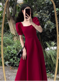 Amozae-dress to impress party dress nye outfits women's red square collar dress YM1549