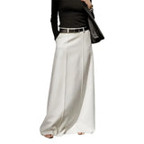 Amozae-Lemongor Korean Fashion H-Line Maxi Skirts Summer Fashion Solid Color Going Out Long Skirt Bottoms For Women 2024 New