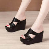 Amozae-High Heel Wedges Sandals For Women 2023 Summer New Platform Fashion Footwear Red Black White Large Size Sandals