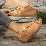Amozae-Thick Sole Wedge Heel Sandals for Women Summer 2025 Casual Hollow Out Platform Slippers Woman Lightweight Non Slip Beach Shoes