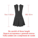 Amozae-hoco dresses  Autumn Women Office Lady Blazer Dress Sleeveless 2024 Casual Fashion A Line Dress with Pocket Gray Women's Clothing