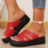 Amozae-Women's Cut Out Wedge Sandals Summer Fashion PU Leather Platform Slippers Woman Lightweight Thick Sole Non Slip Beach Slides 43