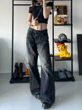 Amozae-Fall Outfits Streetwear y2k 90s Fashion Gothic  Grunge Y2k Black Jeans Women Baggy Vintage High Street Oversized Denim Trousers Gothic Gyaru 2000s Acubi Fashion Jeans