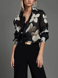 Amozae-Spring Summer Long Sleeves Loose Floral Printed Lapel Blouses 2024 New Casual Button Office Shirts For Urban Lady