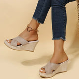Amozae-Women's Slippers Ladies Casual Platform Wedges Sandals Fashion Open Toe Straw Braid Rome Sandals Size 35-40 Female Beach Sandals