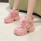 Amozae-11CM New Autumn Breathable Women Casual Shoes Fashion High Heels Women Wedges Heels Sneakers Thick Sole Trainers Platform Shoes