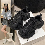 Amozae-Summer Starry Street Rhinestone Dad Shoes Women's 2024 New Tide Models Platform Ins Casual Shoes