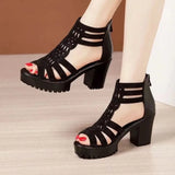 Amozae-Lady Platform Sandals Chunky High Heel Open Toe Heels Zip Up Shoes Party Dress Shoes for Girls