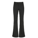 Amozae High Street Women Straight Suit Pants Vintage Slim Low Waist Black Casual Trousers Office Lady Fashion Pants 2024 New