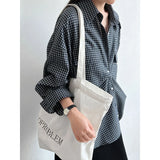 Amozae-Spring Summer Casual Outfits Classic Loose Fit Plaid Shirt Women's Summer Long Sleeved Jacket Top