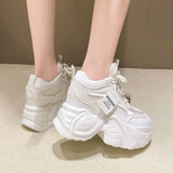 Amozae-11CM New Autumn Breathable Women Casual Shoes Fashion High Heels Women Wedges Heels Sneakers Thick Sole Trainers Platform Shoes