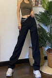 Amozae-New Spring Autumn Hot Girl Harajuku Black Irregular Metal Chain Pants Streetwear High Waist Casual Fashion Hip Hop Trouser