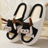 AMOZAE- - Cute Milk Cow Cotton Slippers