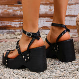 Amozae-Gothic Punk Chunky Platform Sandals for Women Buckle Strap Wedge Heel Sandals Woman 2025 Summer Thick Bottom Gladiator Shoes