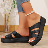 Amozae-Women's Cut Out Wedge Sandals Summer Fashion PU Leather Platform Slippers Woman Lightweight Thick Sole Non Slip Beach Slides 43