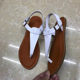 AMOZAE-- Fashionable Flat Heel Roman Sandals with Clip Toe