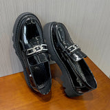 Amozae- Samil Chain Detail Patent Loafers