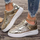 Amozae-Flat Wedges Sneakers Comfortable Sequins Badminton Shoes Fashion Women's Vulcanize Shoes Running Fitness Walking