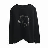 Amozae-Autumn Casual Outfits Amozae-Women's Air Layer Elephant Sweatshirt, Loose Casual Pullover, Round Neck Top, Autumn